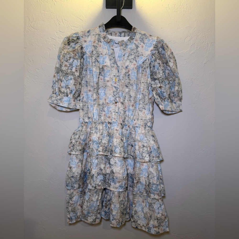 En Saison Floral Mini Dress - Blue and White